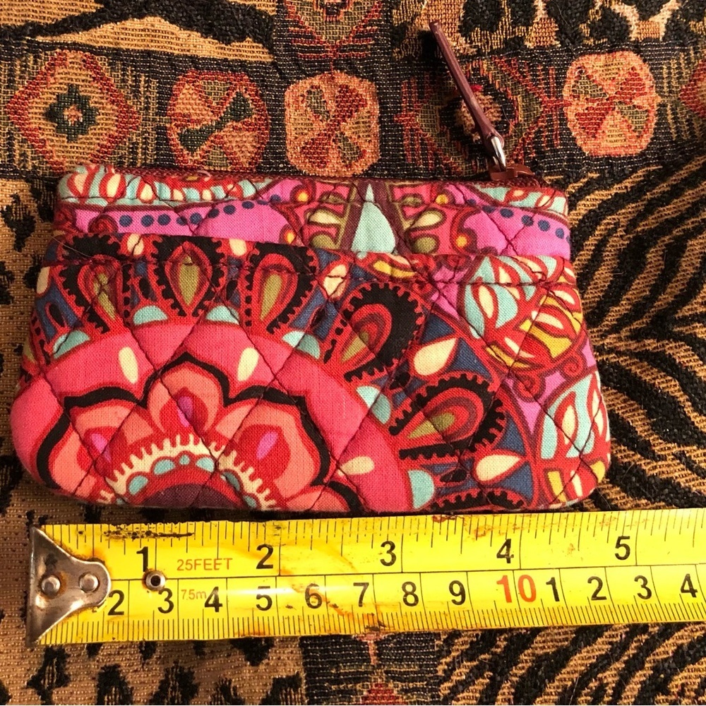 Vera Bradley pink paisley print card case /coin purse zip close & outside pocket - Picture 2 of 3